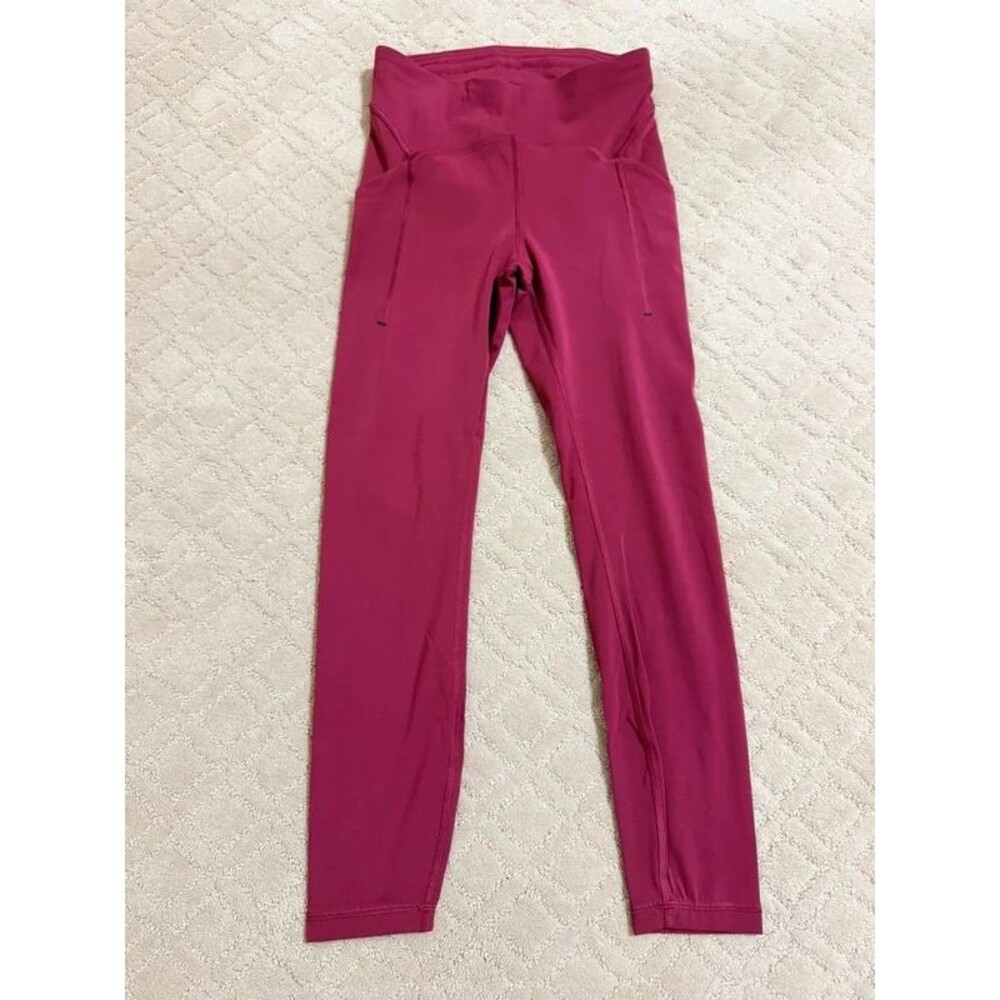 Lululemon Athletica Leggings Women's Size 6 Mauve Dusty Rose Side Pockets Yoga